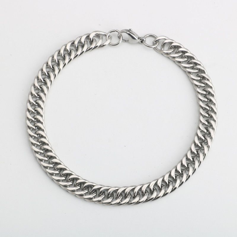 Titanium Steel Non-Fading Cuban For Men Double Weave Polished Bracelet Simple Versatile Hipster Style Men's Jewelry_ipsvogv.com