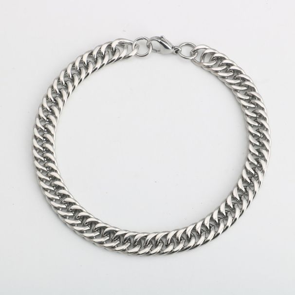 Titanium Steel Non-Fading Cuban For Men Double Weave Polished Bracelet Simple Versatile Hipster Style Men's Jewelry_ipsvogv.com