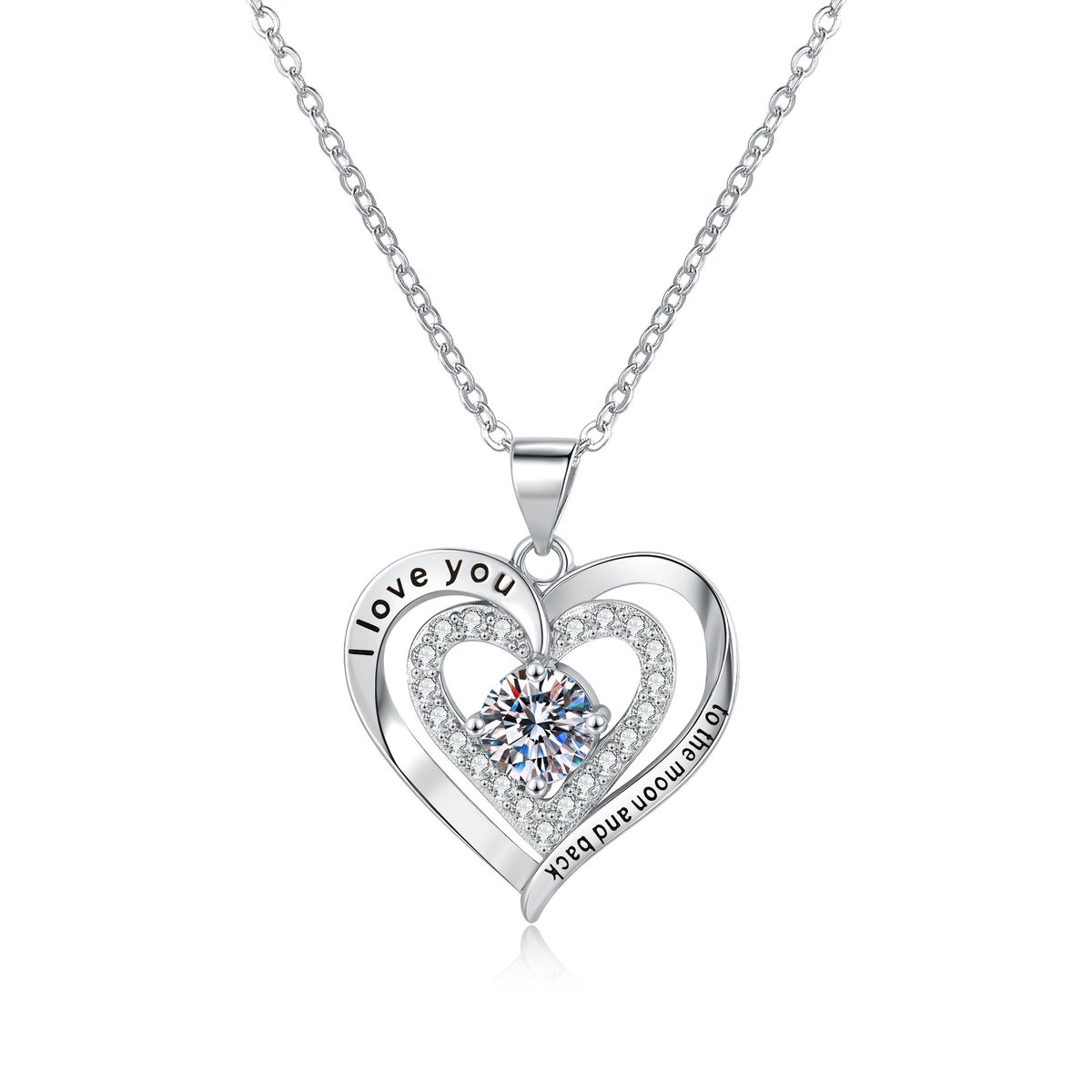 New Birthstone Necklace For Women Double Love Diamond Inlaid December Engraved Diamond Pendant_ipsvogv.com