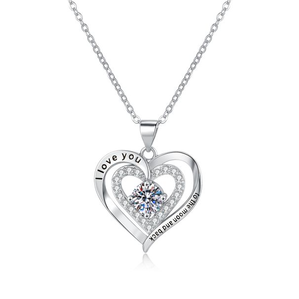 New Birthstone Necklace For Women Double Love Diamond Inlaid December Engraved Diamond Pendant_ipsvogv.com