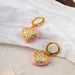 French heart-shaped pink drop glazed earrings, fashionable socialites, high-end feel, light luxury, versatile, niche_ipsvogv.com