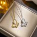 New product with diamond inlaid sweet butterfly necklace, women's gold white titanium steel fashionable collarbone_ipsvogv.com