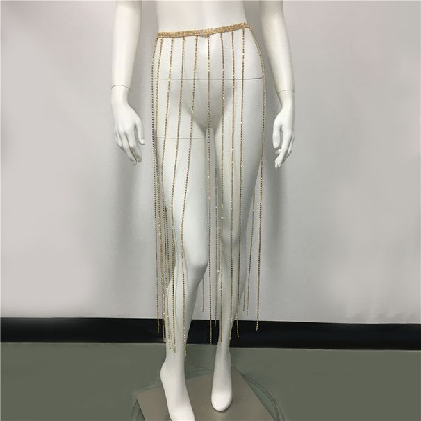 New Women's Diamond Chain Tassel Long Skirt Sexy Transparent Super Flash Hot Girl Skirt_ipsvogv.com