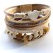 Multi Layer Fashionable Peach Heart Crushed Stone Leather Bracelet, Ladies' Magnetic Buckle Batch_ipsvogv.com