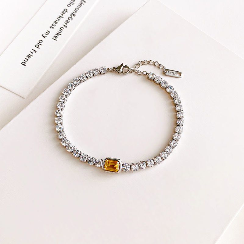 Women's Jewelry Fashion Simple Jewelry Diamond Bracelet Temperament Versatile Full Diamond Square Bracelet Cross Mirror_ipsvogv.com