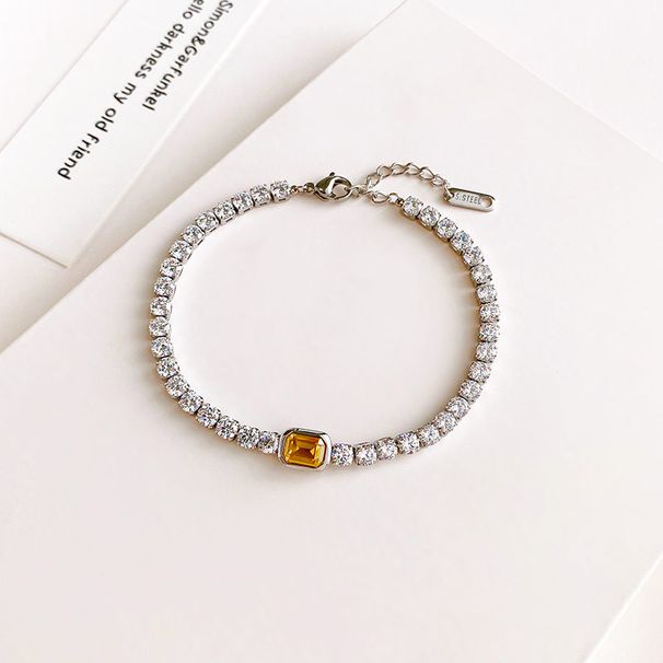 Women's Jewelry Fashion Simple Jewelry Diamond Bracelet Temperament Versatile Full Diamond Square Bracelet Cross Mirror_ipsvogv.com