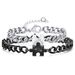 Hot Selling Stainless Steel Inlaid Diamond Puzzle Valentine's Day Heart Bracelet Black And White Simple Style Couple_ipsvogv.com