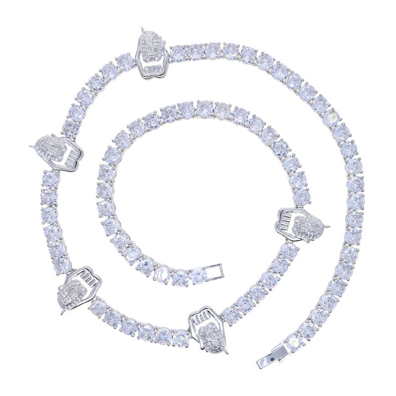 Men And Women's Jewelry Skull Lips And Tongue Tennis Chain Fashion Zircon Tennis Chain Necklace_ipsvogv.com