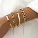 top-level Charm Bracelets 4 Pcs Bangle Set For Women Trendy Dainty Paperclip/Cuban/Figaro/Open Chain Link Stack Bracelet_ipsvogv.com