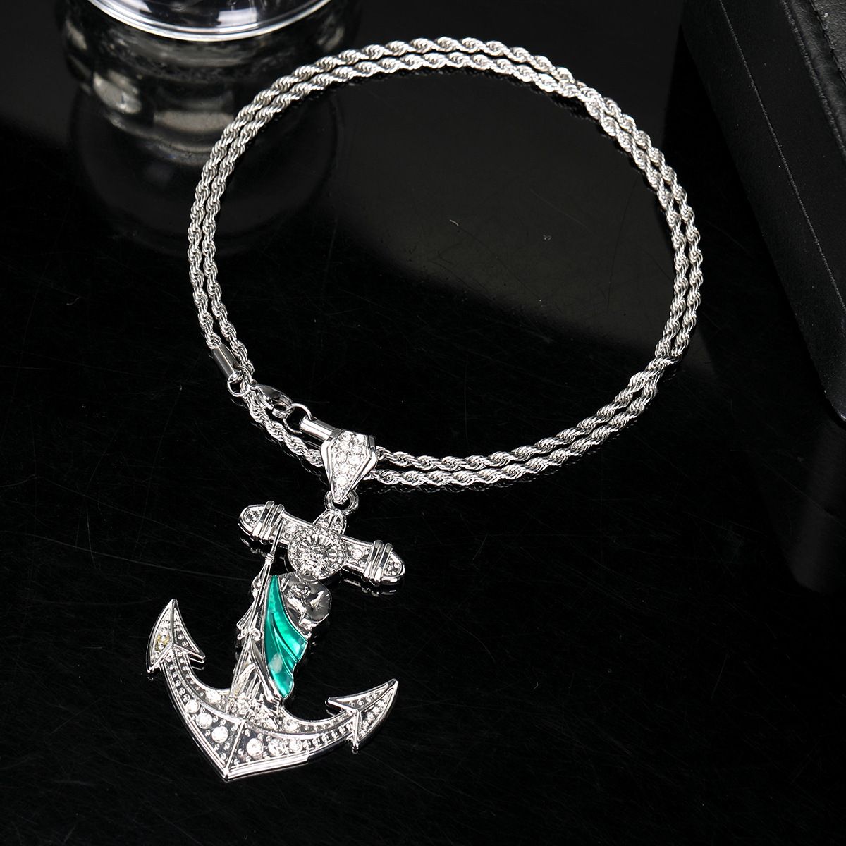 Trendy Alloy Hip-Hop Braided Necklace For Men, Versatile Pendant Long Sweater Chain_ipsvogv.com