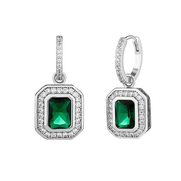 Temperament Emerald Square Gemstone Earrings Hip Hop Women's High End Design Earrings_ipsvogv.com