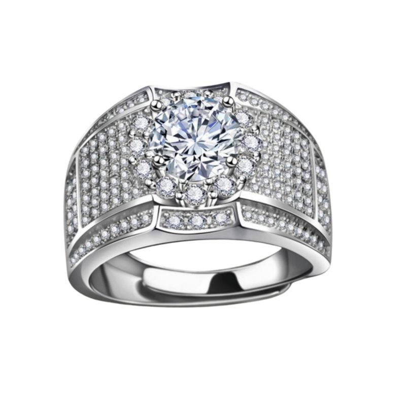 Group Set With Full Diamond Men's Luxury Silver Ring_ipsvogv.com