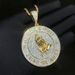 Men's Punk Style Hip Hop Prayer Hands Pendant Necklace With Rhinestones, Letter Charm, 60cm Gold Chain Hands Folded Together, Praying Letter Pendant_ipsvogv.com