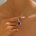 Geometric light luxury style women's long necklace, niche water droplet inlay design, high-end clavicle chain necklace_ipsvogv.com