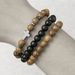 Hot Selling Jewelry Black Gallstone Cross Wooden Beads Personality Bracelet Men's Elastic Bracelet Set_ipsvogv.com