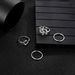 Fashionable Minimalist Ring Set With Heart-shaped Hollowed Out Leaf And 4-piece Diamonds_ipsvogv.com