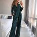 Women's long skirt jumpsuit slanted placket mid-waist temperament commuting jumpsuit_ipsvogv.com