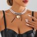 Sweet Cool Wind Black Ribbon Bow Love Necklace Women's Niche High-end Pearl Necklace_ipsvogv.com