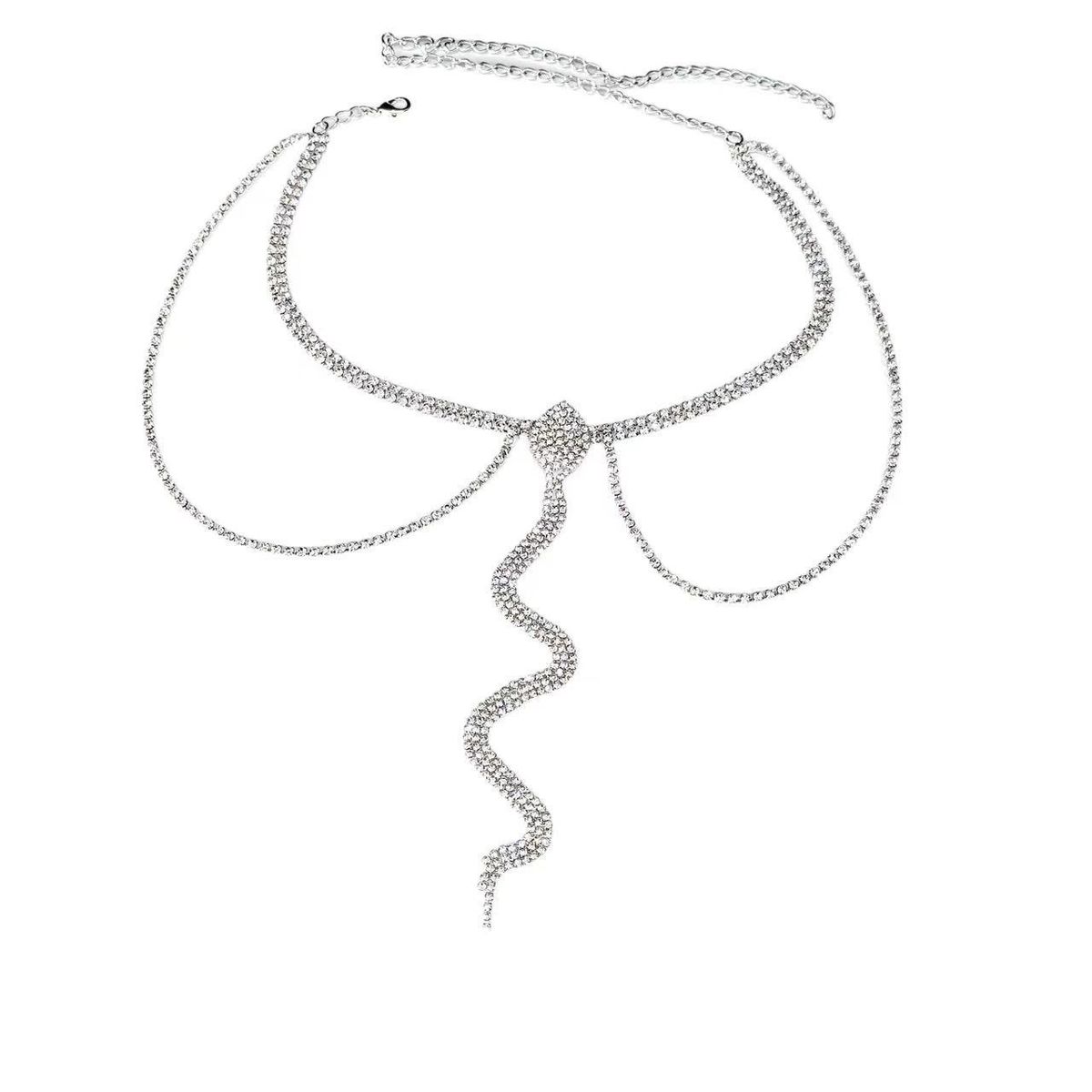 Women's sexy rhinestone beach snake shaped leg chain high end accessories diamond studded trendy body chain jewelry_ipsvogv.com