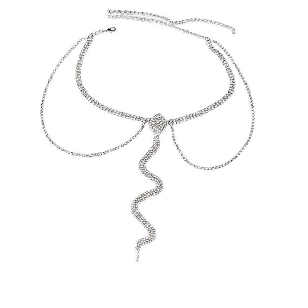 Women's sexy rhinestone beach snake shaped leg chain high end accessories diamond studded trendy body chain jewelry_ipsvogv.com