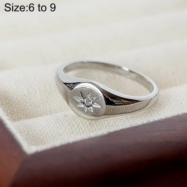 Women's Jewelry Cold Style Oval Polished Diamond Eight Pointed Star Ring Men And Women Stainless Steel K Gold Plated Ring_ipsvogv.com