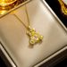 New teddy bear necklace female Crystal Clover smart bear clavicle chain female cute bear pendant clavicle chain_ipsvogv.com