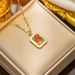 New Colored Zirconium Square Plate Pendant Necklace for Women in Bohemian Style Titanium Steel Lock Bone Chain Gold_ipsvogv.com