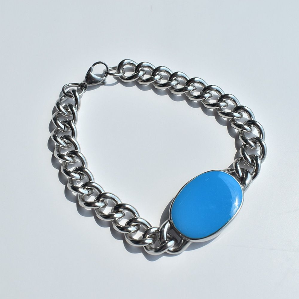 Hip Hop Men's Cuban Blue Resin Curved Salman Khan Chain Bracelet_ipsvogv.com