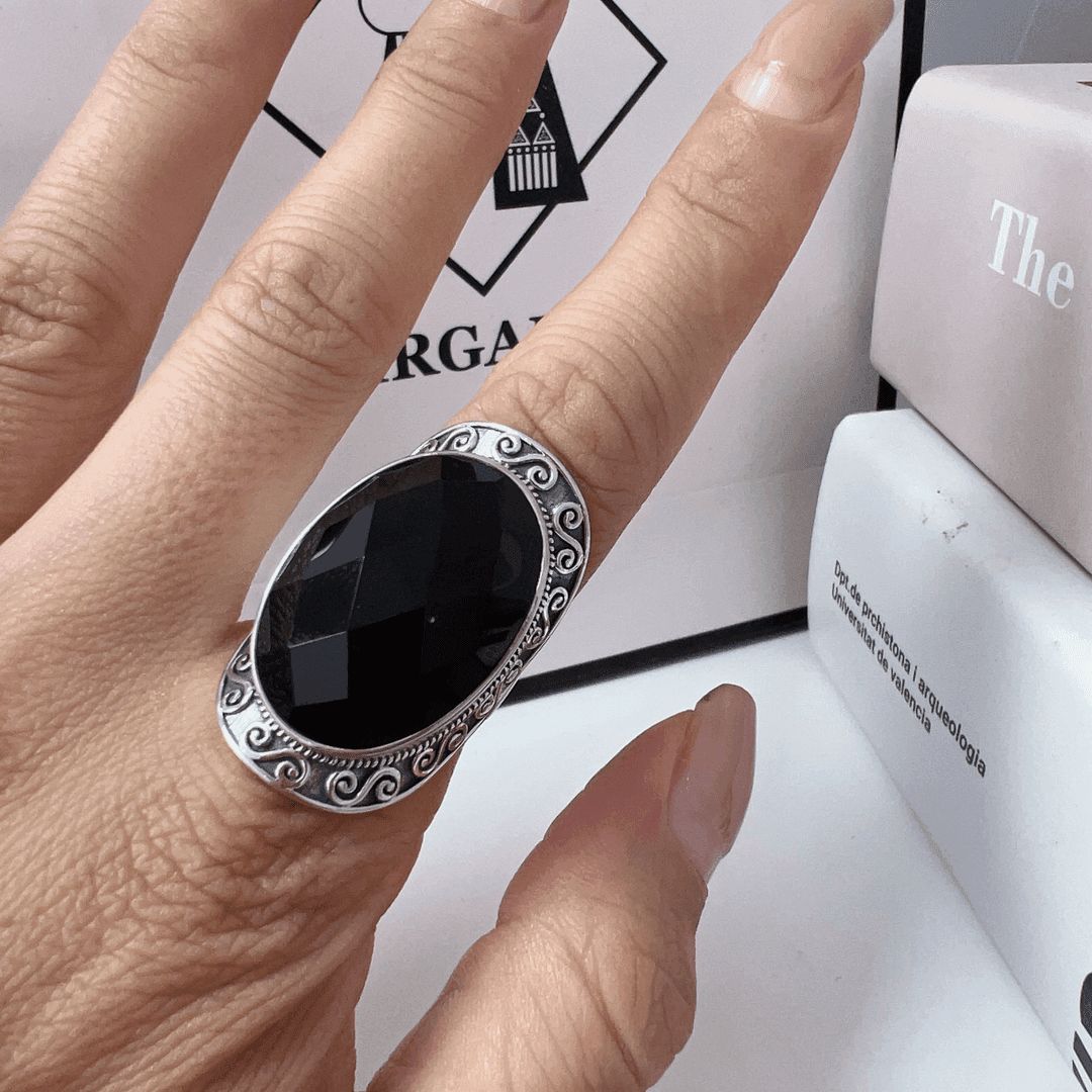 Inlaid Black Zircon Silvr Dominring Ring For Mn Womn, Light Luxury, Fashionabl, Atmosphric, High-nd And_ipsvogv.com
