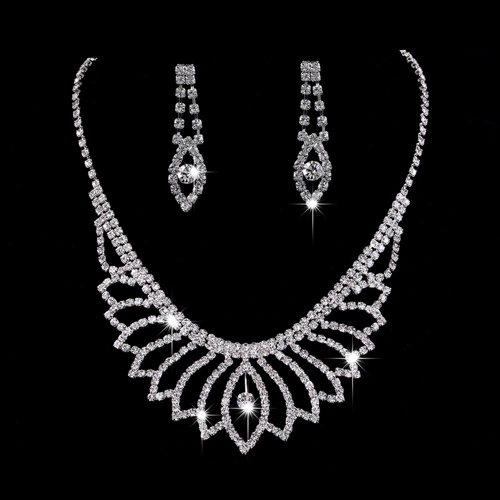 Women’s Jewelry Set Fashion Fashion Jewelry Wedding Bridal Accessories Sparkling Diamond Blooming Women's Necklace Earring Set_ipsvogv.com