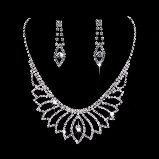 Women’s Jewelry Set Fashion Fashion Jewelry Wedding Bridal Accessories Sparkling Diamond Blooming Women's Necklace Earring Set_ipsvogv.com