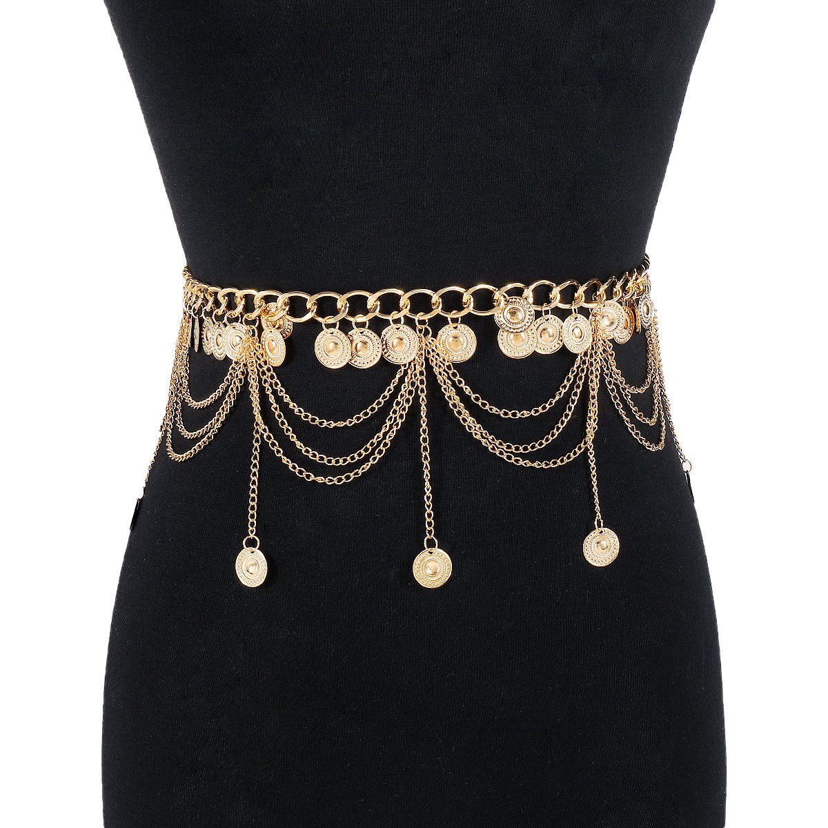 C0598 Ethnic Style Su Round Sheet Waist Simplified Multi layered Hollow Body Chain Female_ipsvogv.com