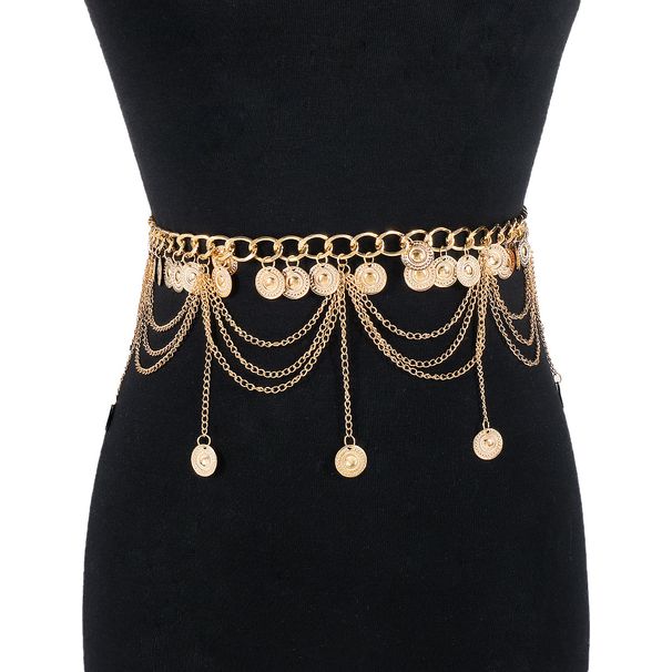 C0598 Ethnic Style Su Round Sheet Waist Simplified Multi layered Hollow Body Chain Female_ipsvogv.com
