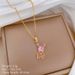 Steel 【 Titanium 】 Pink Rabbit Light Luxury Temperament Gorgeous Full Diamond Necklace Women's Versatile Collarbone 【 】_ipsvogv.com