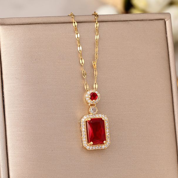 Classic Zircon Emerald Crystal Geometric Earrings Necklace Ring Set, High-end Temperament Collarbone Chain Jewelry_ipsvogv.com