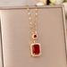 Classic Zircon Emerald Crystal Geometric Earrings Necklace Ring Set, High-end Temperament Collarbone Chain Jewelry_ipsvogv.com