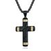 Original new style random pattern two color diamond cross necklace spot supply men's titanium steel accessories pendant_ipsvogv.com