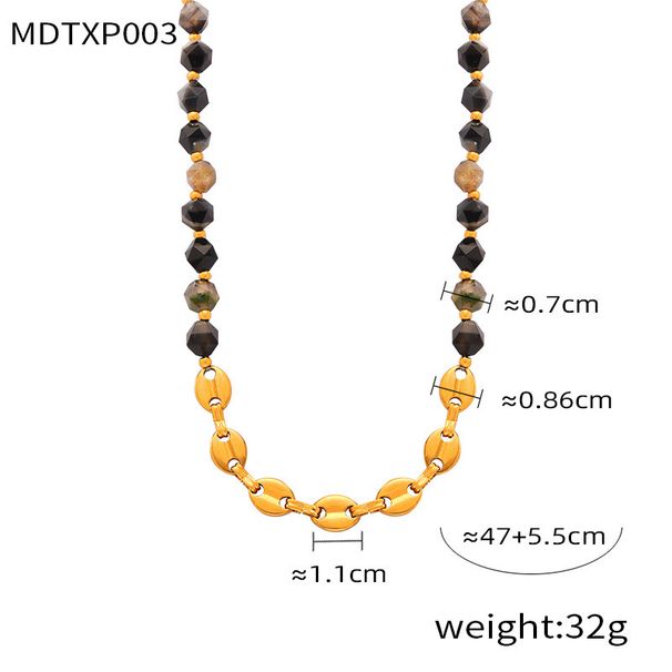 Middle Ancient Style, Niche Personality, Elegant Jewelry, Natural Stone Bead Splicing, Pig Nose Design, Titanium Steel_ipsvogv.com