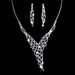 Luxury Bridal Jewelry Set - Sparkling Diamond Necklace & Earrings For Wedding (Water Drop Design)_ipsvogv.com