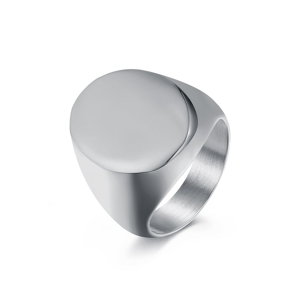 Simple large glossy seal titanium steel ring ring men's large personality cold style high end hand jewelry_ipsvogv.com