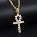 Unisex hot selling Ankh key cross pendant zircon gold necklace hip hop trend hot selling jewelry_ipsvogv.com