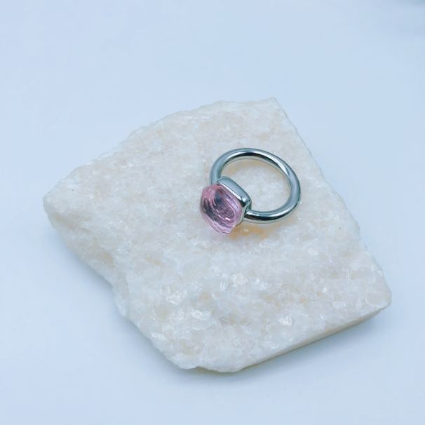 Women's Jewelry Fashion Mushroom Head Light Luxury Style Irregular Sugar Cube Ring Inlaid Zircon Emerald Stainless Steel Ring_ipsvogv.com