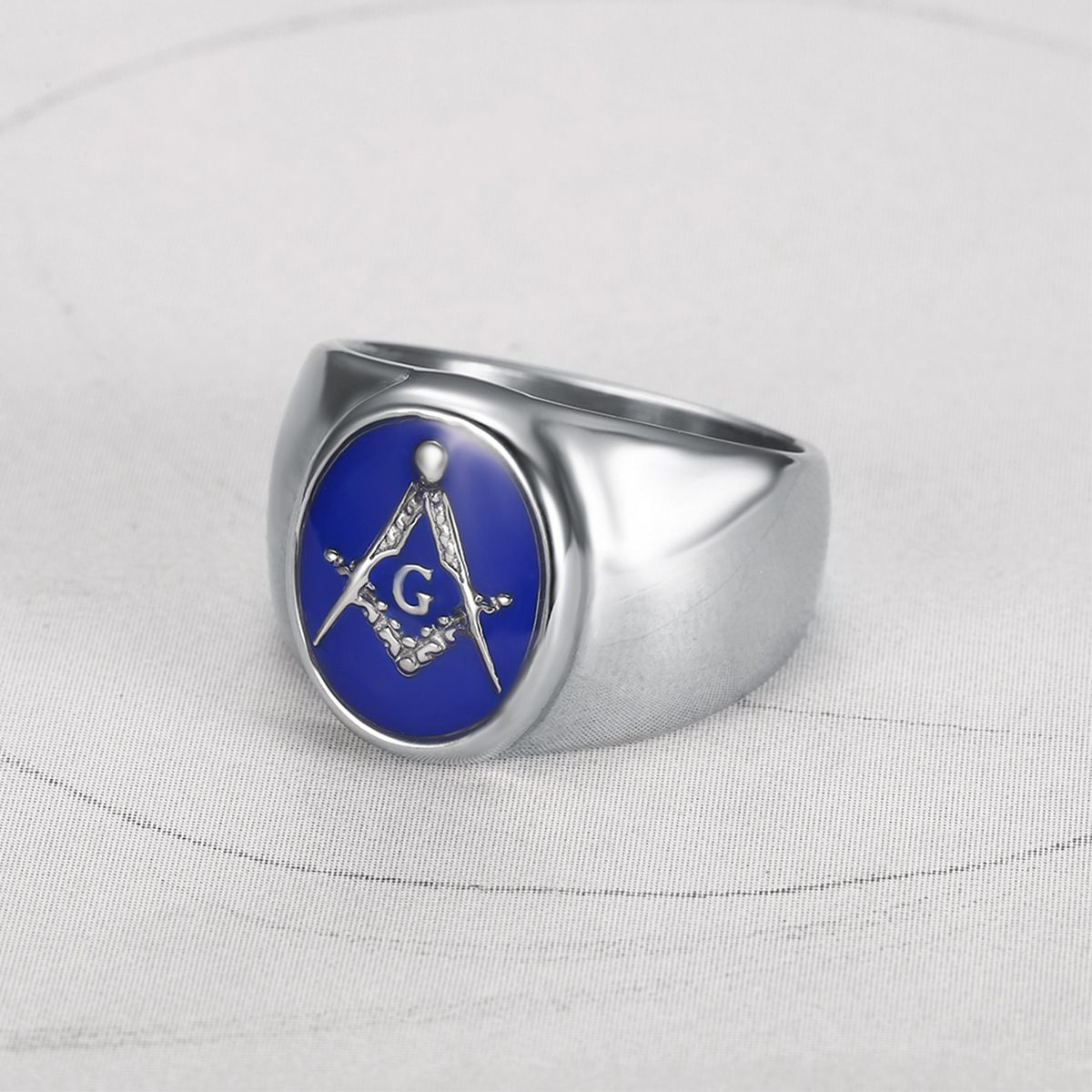 Men's Jewelry Hip Hop Punk Fashion Trend Creative AG Ring Blue Glue Masonic Ring_ipsvogv.com