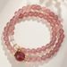 Natural Strawberry White Crystal Double Circle Bracelet Peach Blossom Pink Fashion Women's Novice String Jewelry_ipsvogv.com