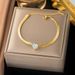 Fashionable White Zircon Titanium Steel Necklace, Women's Gold Simple Heart-shaped Thick Collarbone Chain Accessory_ipsvogv.com