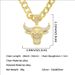 Hip hop 3D Diamond Bull Head Pendant Cuban Large Gold Chain Cool Punk Trendy Wearing Necklace_ipsvogv.com