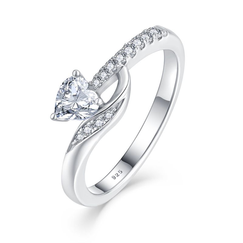 Geometric love zircon ring s925 silver simple fashion diamond ring jewelry silver jewelry_ipsvogv.com