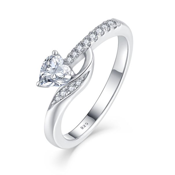 Geometric love zircon ring s925 silver simple fashion diamond ring jewelry silver jewelry_ipsvogv.com