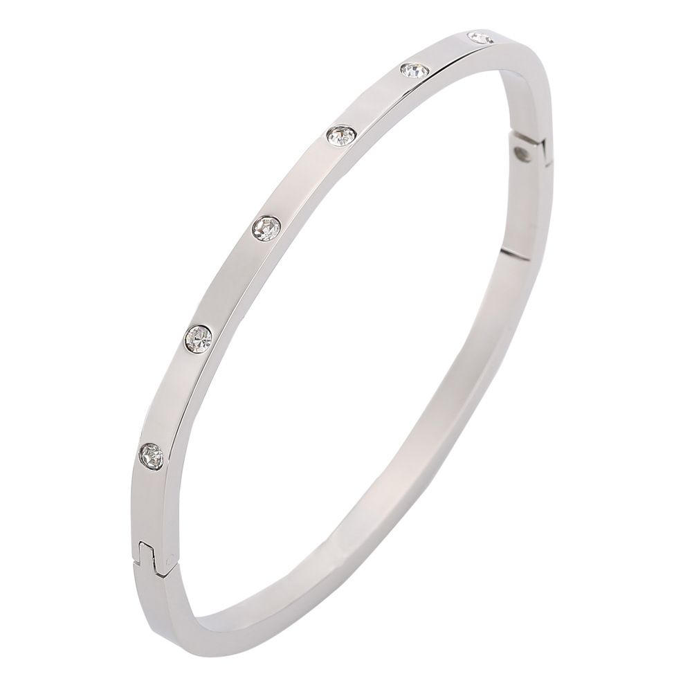 Women's Jewelry Classic Square With Zircon Inlay Stainless Steel Bracelet_ipsvogv.com