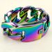 Rainbow Iridescent 32mm Man's Heavy Weight Bling Massive 316L Stainless Steel Bracelet_ipsvogv.com
